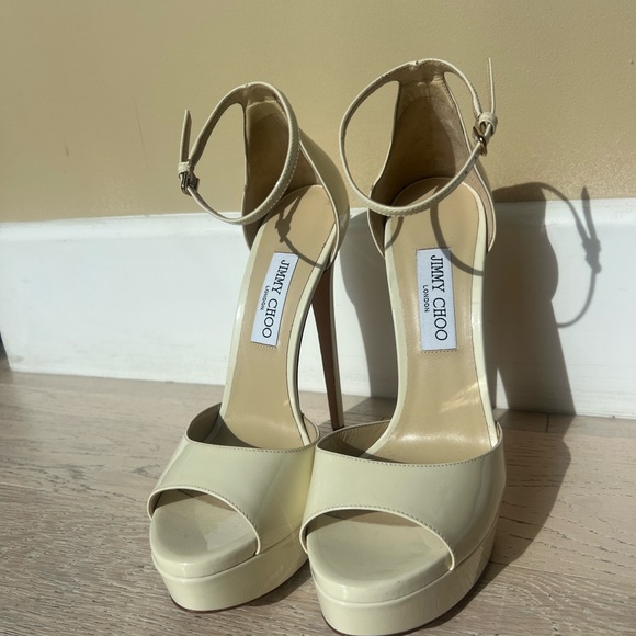 JIMMY CHOOSE CREAM MAX 150 PLATFORM HEELS SIZE 40 (US 9.5) - Picture 2 of 16
